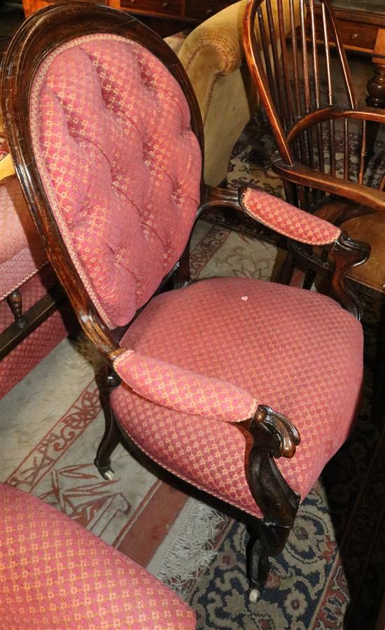 Victorian buttonback open armchair